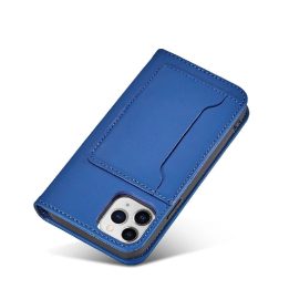 Magnetinis kortelių dėklas iPhone 12 Pro dangtelis kortelė piniginė kortelė kortelė stovas mėlyna