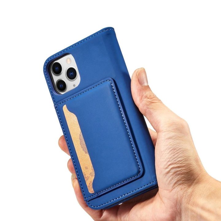 Magnetinis kortelių dėklas iPhone 12 Pro dangtelis kortelė piniginė kortelė kortelė stovas mėlyna