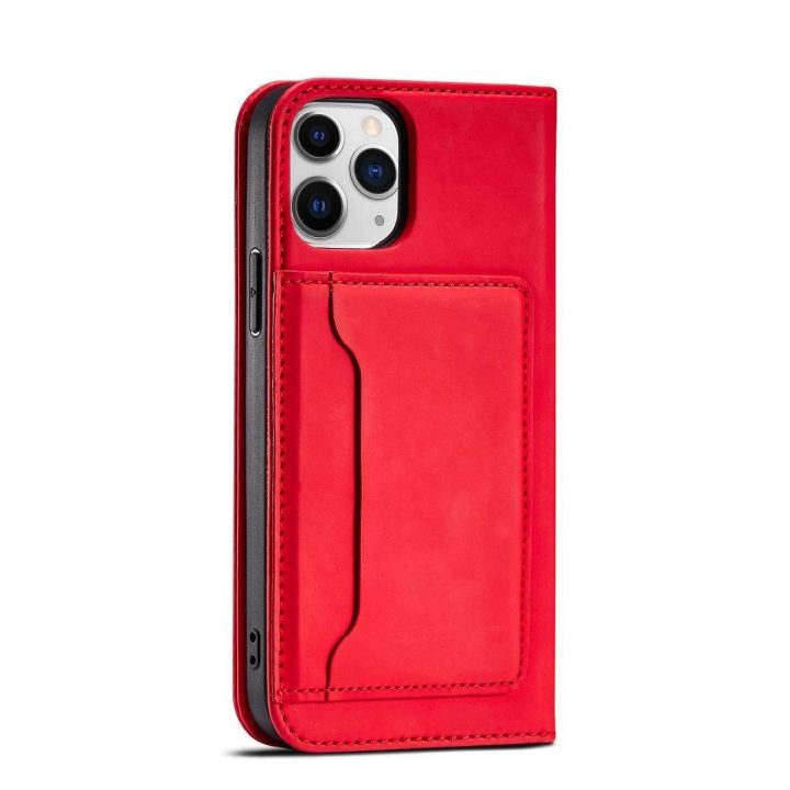 Magnetinis kortelių dėklas iPhone 12 Pro Pouch Card Wallet Card Holder Red