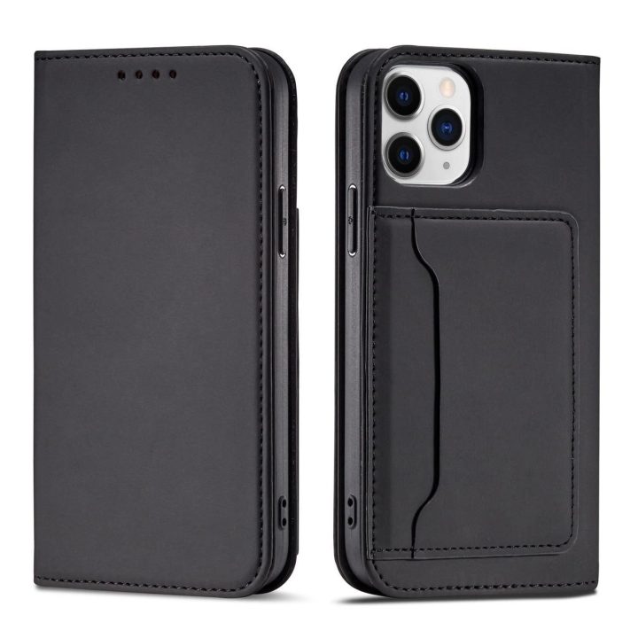 Magnetinis kortelių dėklas iPhone 12 Pro Max Pouch Card Wallet Card Holder Black