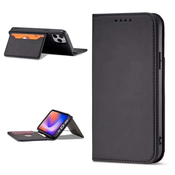 Magnetinis kortelių dėklas iPhone 12 Pro Max Pouch Card Wallet Card Holder Black