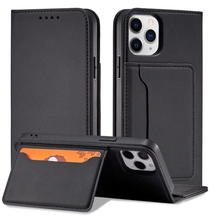 Magnetinis kortelių dėklas iPhone 12 Pro Max Pouch Card Wallet Card Holder Black