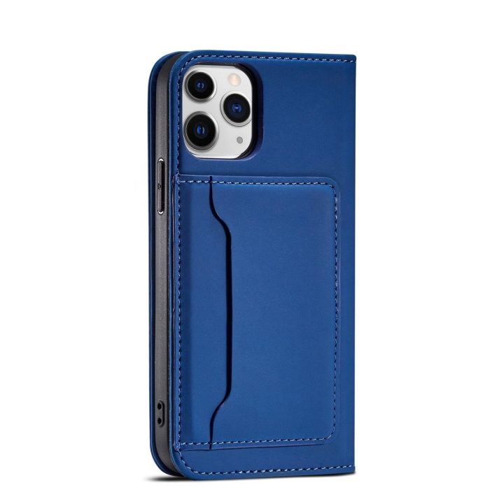 Magnetinis kortelių dėklas iPhone 12 Pro Max Pouch Card Wallet Card Holder Blue
