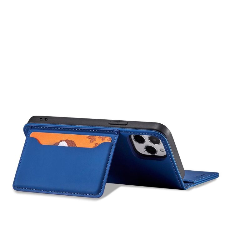 Magnetinis kortelių dėklas iPhone 12 Pro Max Pouch Card Wallet Card Holder Blue