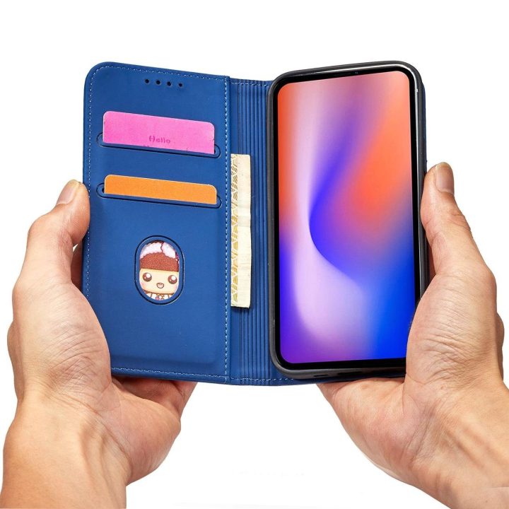 Magnetinis kortelių dėklas iPhone 12 Pro Max Pouch Card Wallet Card Holder Blue