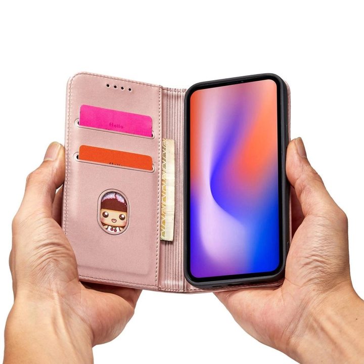 Magnetinis kortelės dėklas iPhone 12 Pro Max dėklas kortelės piniginės kortelės laikiklis Pink