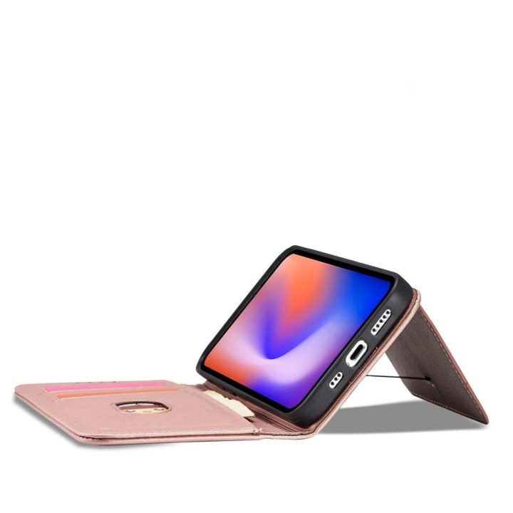 Magnetinis kortelės dėklas iPhone 12 Pro Max dėklas kortelės piniginės kortelės laikiklis Pink
