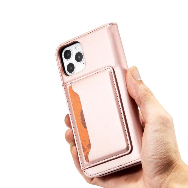 Magnetinis kortelės dėklas iPhone 12 Pro Max dėklas kortelės piniginės kortelės laikiklis Pink