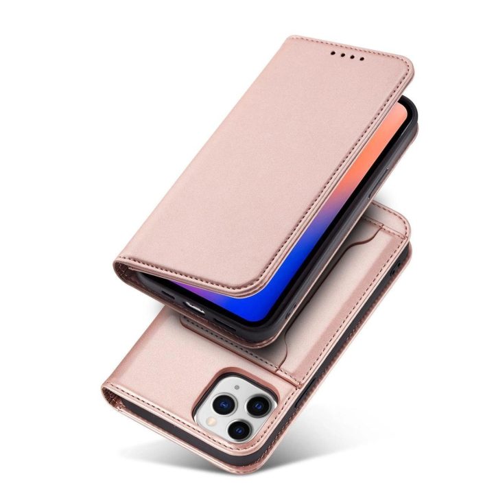 Magnetinis kortelės dėklas iPhone 12 Pro Max dėklas kortelės piniginės kortelės laikiklis Pink