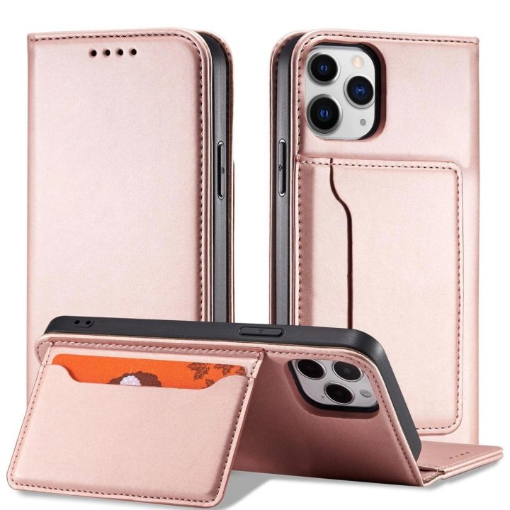 Magnetinis kortelės dėklas iPhone 12 Pro Max dėklas kortelės piniginės kortelės laikiklis Pink