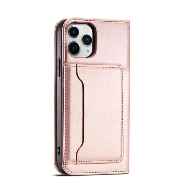 Magnetinis kortelės dėklas iPhone 12 Pro Max dėklas kortelės piniginės kortelės laikiklis Pink