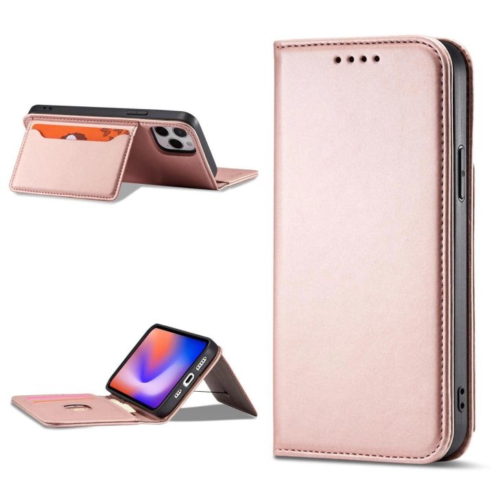 Magnetinis kortelės dėklas iPhone 12 Pro Max dėklas kortelės piniginės kortelės laikiklis Pink