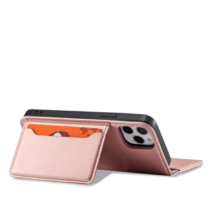 Magnetinis kortelės dėklas iPhone 12 Pro Max dėklas kortelės piniginės kortelės laikiklis Pink