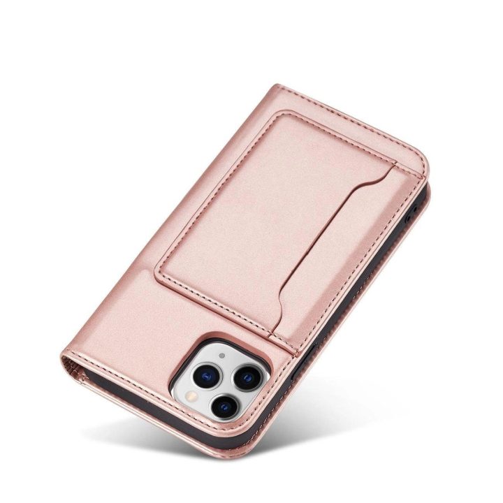 Magnetinis kortelės dėklas iPhone 12 Pro Max dėklas kortelės piniginės kortelės laikiklis Pink