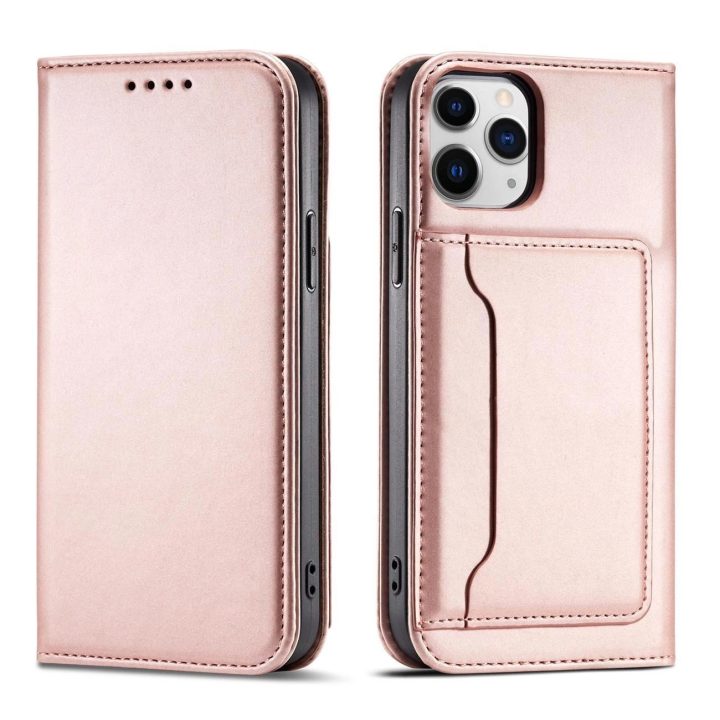 Magnetinis kortelės dėklas iPhone 12 Pro Max dėklas kortelės piniginės kortelės laikiklis Pink