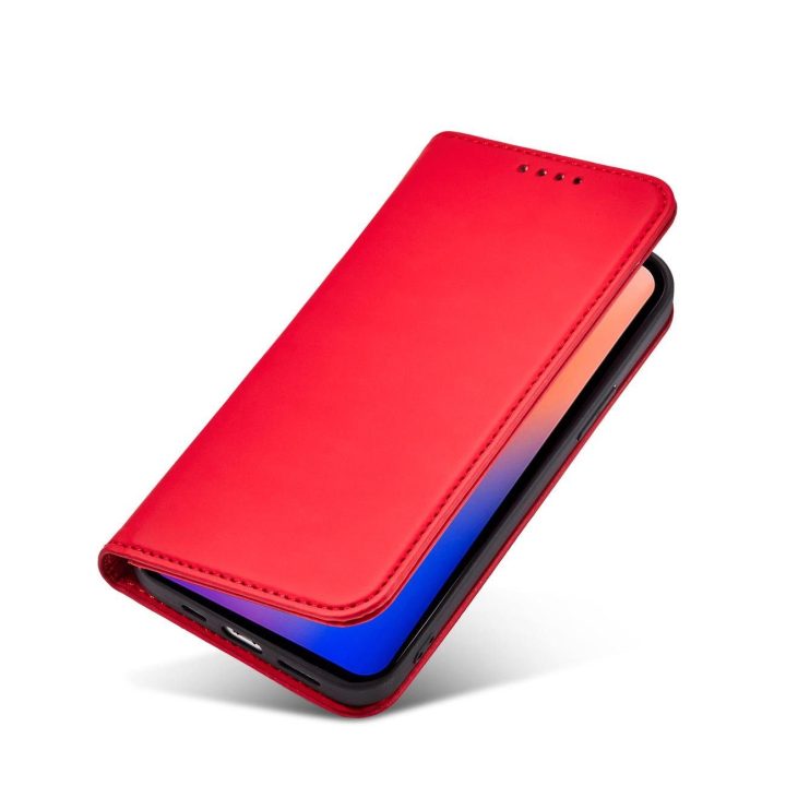 Magnetinis kortelės dėklas iPhone 12 Pro Max dėklas kortelės piniginės kortelės laikiklis raudonas