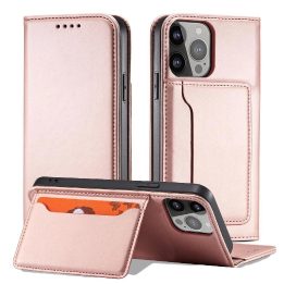 Magnetinis kortelių dėklas iPhone 13 Pro Pouch Card Wallet Card Holder Pink