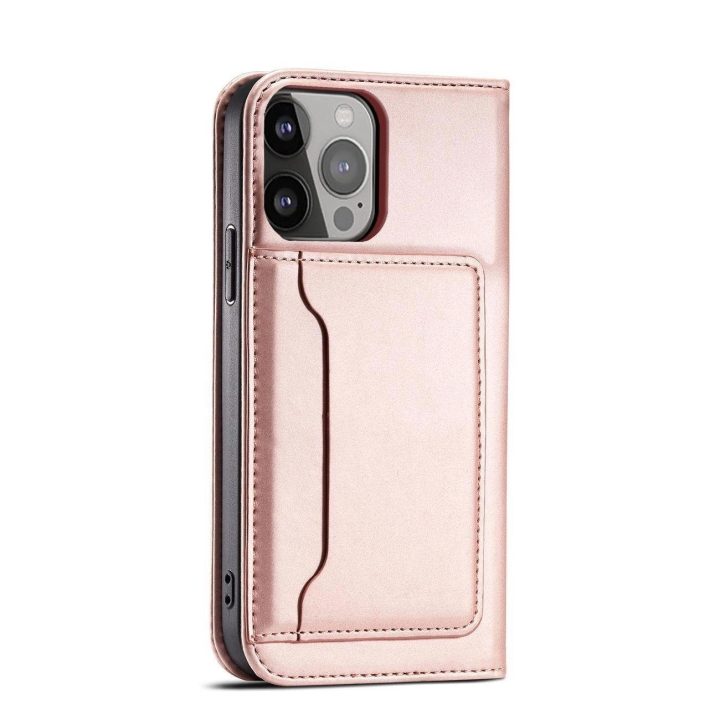 Magnetinis kortelių dėklas iPhone 13 Pro Pouch Card Wallet Card Holder Pink