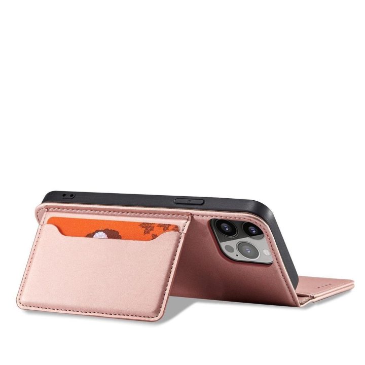 Magnetinis kortelių dėklas iPhone 13 Pro Pouch Card Wallet Card Holder Pink