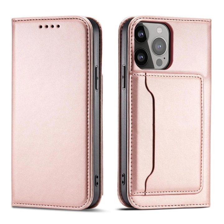 Magnetinis kortelių dėklas iPhone 13 Pro Pouch Card Wallet Card Holder Pink
