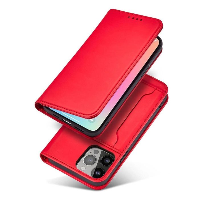 Magnetinis kortelių dėklas iPhone 13 Pro Pouch Card Wallet Card Holder Red