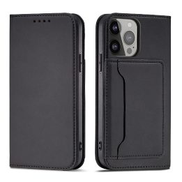 Magnetinis kortelės dėklas iPhone 13 Pro Max dėklas kortelės piniginės kortelės laikikliui juodas