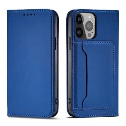 Magnetinis kortelių dėklas iPhone 13 Pro Max Pouch Card Wallet Card Holder Blue