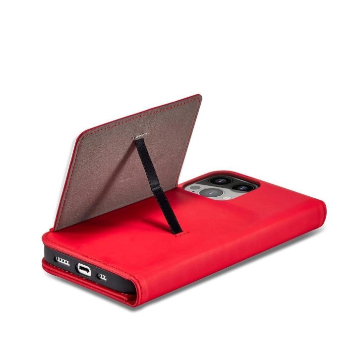 Magnetinis kortelių dėklas iPhone 13 Pro Max dėklas kortelės piniginės kortelės laikiklis raudonas