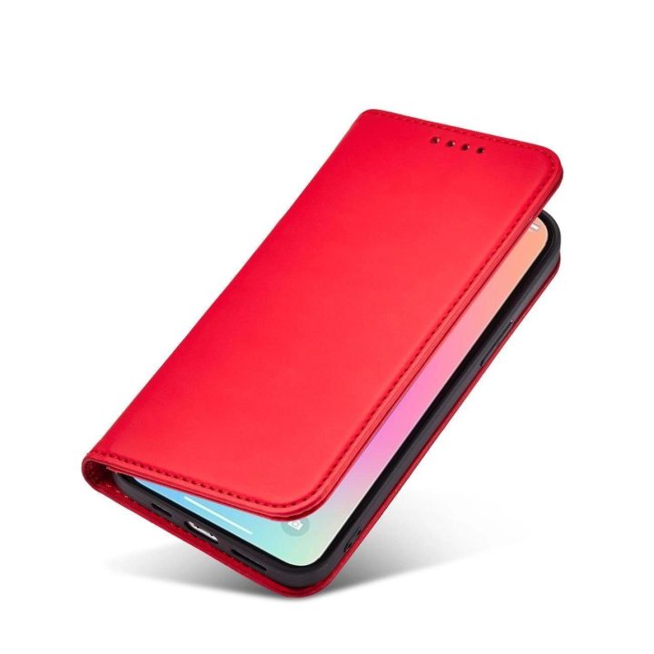 Magnetinis kortelių dėklas iPhone 13 Pro Max dėklas kortelės piniginės kortelės laikiklis raudonas