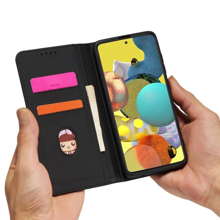Magnetinis kortelės dėklas Samsung Galaxy A12 5G Pouch Wallet Card Holder Black