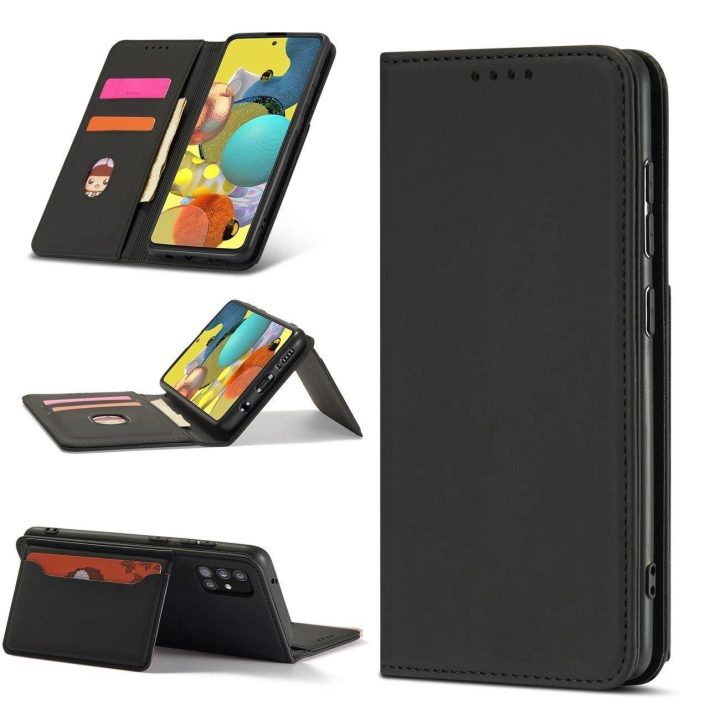 Magnetinis kortelės dėklas Samsung Galaxy A12 5G Pouch Wallet Card Holder Black