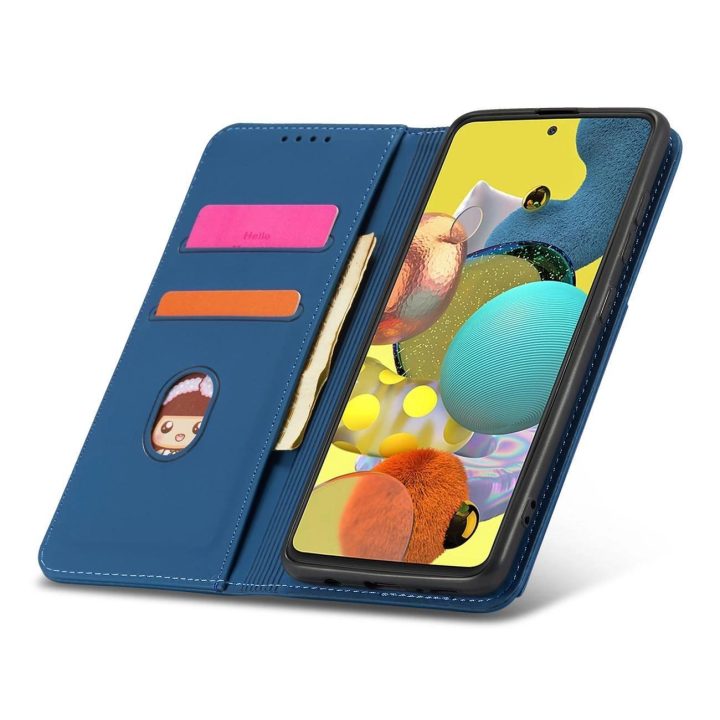 Magnetinis kortelių dėklas Samsung Galaxy A12 5G Pouch Piniginė kortelės laikiklis Blue