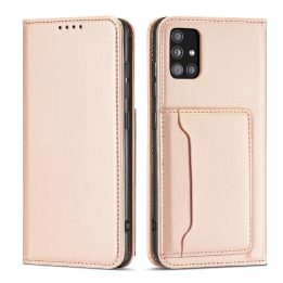 Magnetinis kortelės dėklas Samsung Galaxy A12 5G Pouch Wallet Card Holder Pink