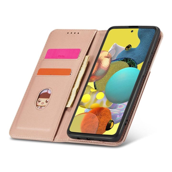 Magnetinis kortelės dėklas Samsung Galaxy A12 5G Pouch Wallet Card Holder Pink