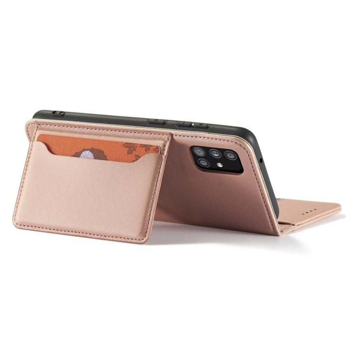 Magnetinis kortelės dėklas Samsung Galaxy A12 5G Pouch Wallet Card Holder Pink