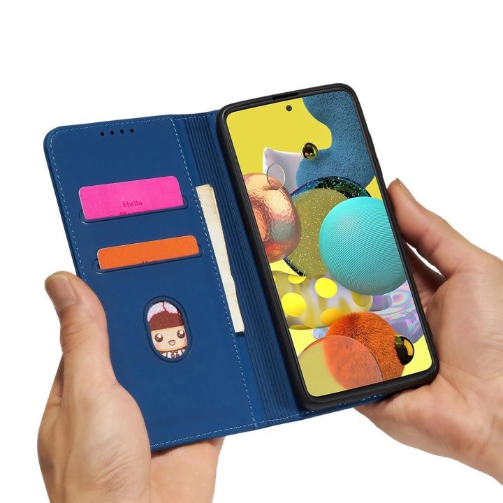 Magnetinis kortelės dėklas Samsung Galaxy A13 5G dėklas piniginės kortelės laikiklis mėlynas
