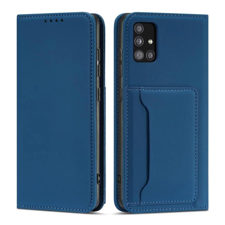 Magnetinis kortelės dėklas Samsung Galaxy A13 5G dėklas piniginės kortelės laikiklis mėlynas