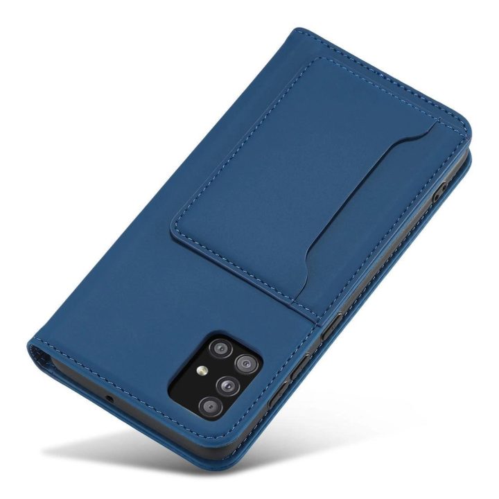 Magnetinis kortelės dėklas Samsung Galaxy A13 5G dėklas piniginės kortelės laikiklis mėlynas