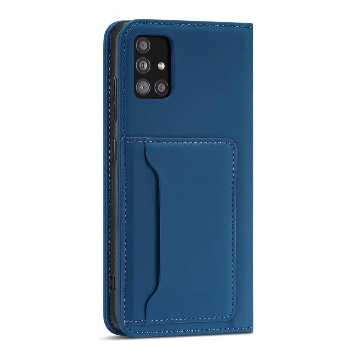 Magnetinis kortelės dėklas Samsung Galaxy A13 5G dėklas piniginės kortelės laikiklis mėlynas