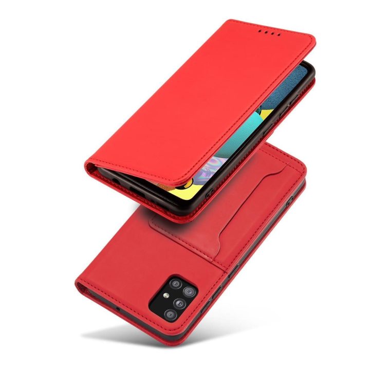 Magnetinis kortelės dėklas Samsung Galaxy A13 5G Pouch Wallet Card Holder Red
