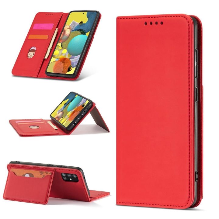 Magnetinis kortelės dėklas Samsung Galaxy A13 5G Pouch Wallet Card Holder Red