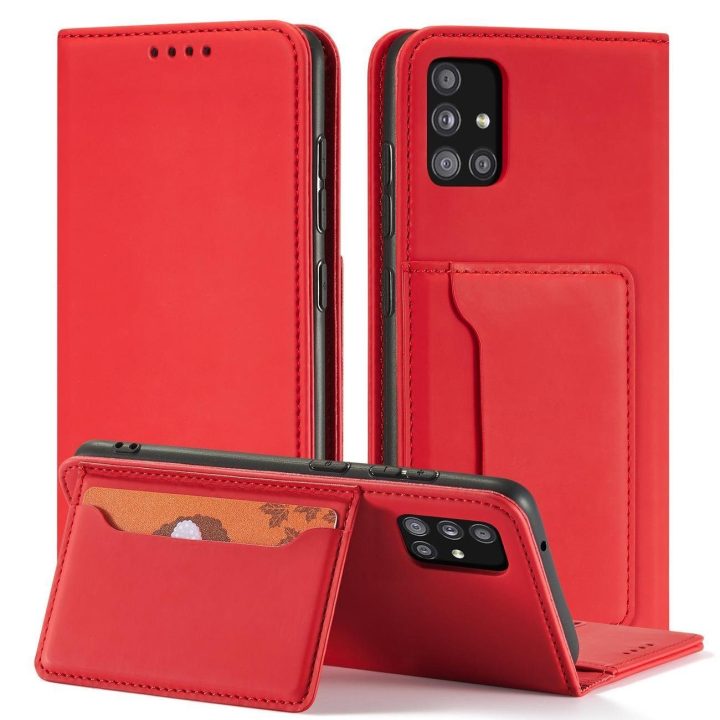 Magnetinis kortelės dėklas Samsung Galaxy A13 5G Pouch Wallet Card Holder Red