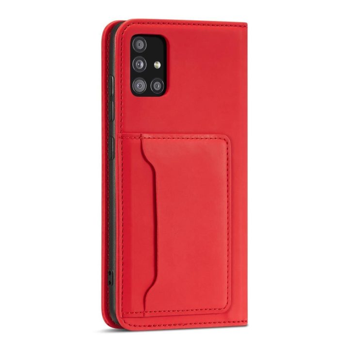 Magnetinis kortelės dėklas Samsung Galaxy A13 5G Pouch Wallet Card Holder Red