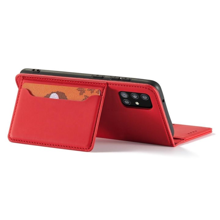Magnetinis kortelės dėklas Samsung Galaxy A13 5G Pouch Wallet Card Holder Red