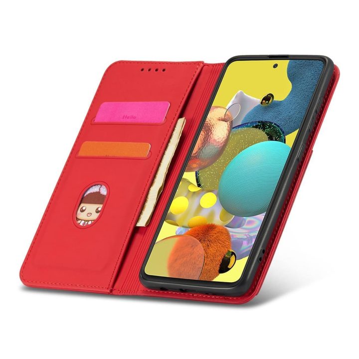 Magnetinis kortelės dėklas Samsung Galaxy A13 5G Pouch Wallet Card Holder Red