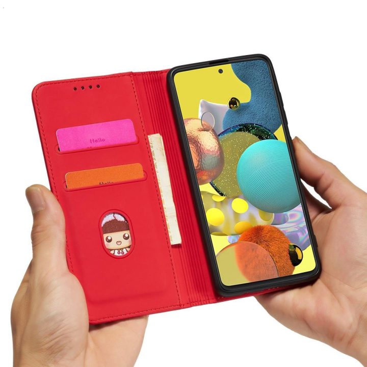 Magnetinis kortelės dėklas Samsung Galaxy A13 5G Pouch Wallet Card Holder Red