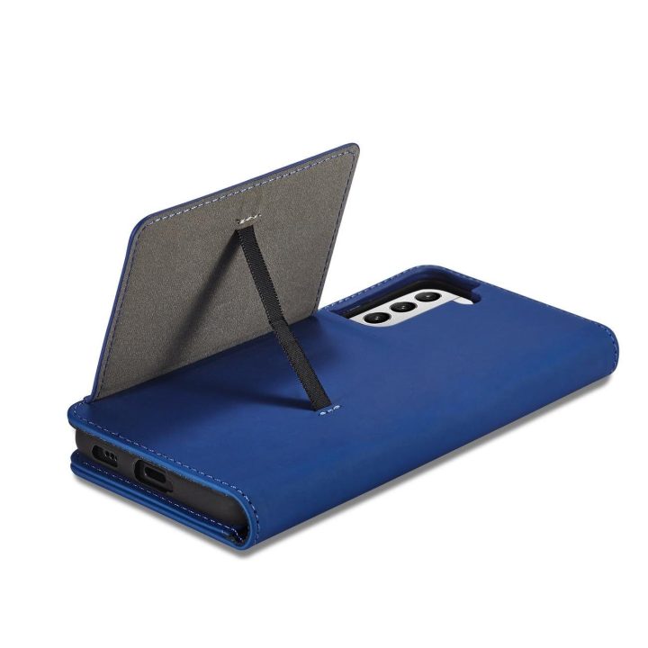 Magnetinis kortelės dėklas Samsung Galaxy S22 + (S22 Plus) dėklas piniginės kortelės laikiklis mėlynas