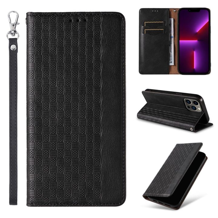 Magneto dirželio dėklas iPhone 12 Pro dėklas piniginė + mini švino pakabukas juodas