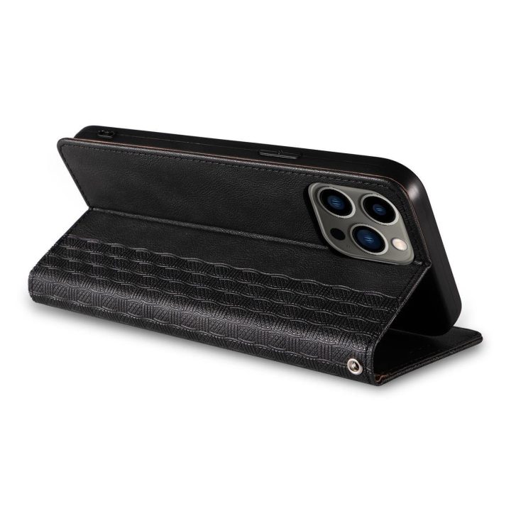 Magneto dirželio dėklas iPhone 12 Pro dėklas piniginė + mini švino pakabukas juodas