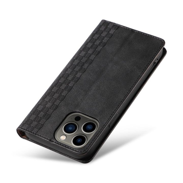 Magneto dirželio dėklas iPhone 12 Pro dėklas piniginė + mini švino pakabukas juodas